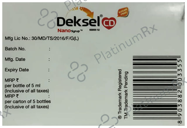 Deksel CD Nano 60000IU Sugar Free Oral Solution 5ml