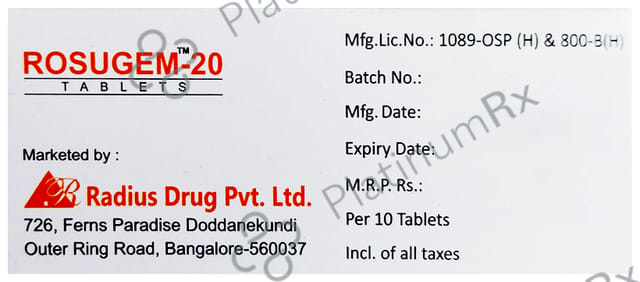 Rosugem 20mg Tablet 10s