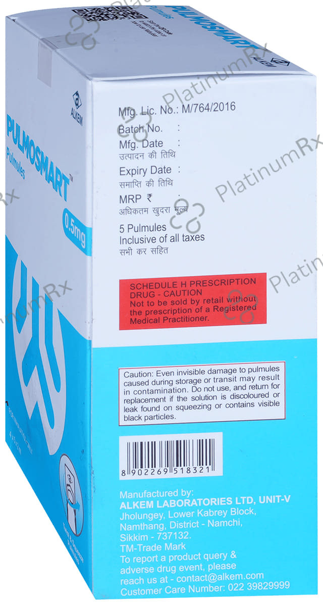 Pulmosmart 0.5/20mcg Pulmules Solution 5X2ml