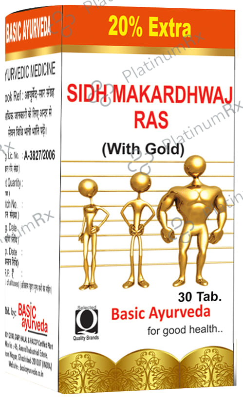 Basic Ayurveda Sidh Makardhwaj Ras with Gold Tablet