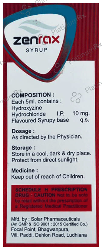Zenrax 100mg Syrup 100ml