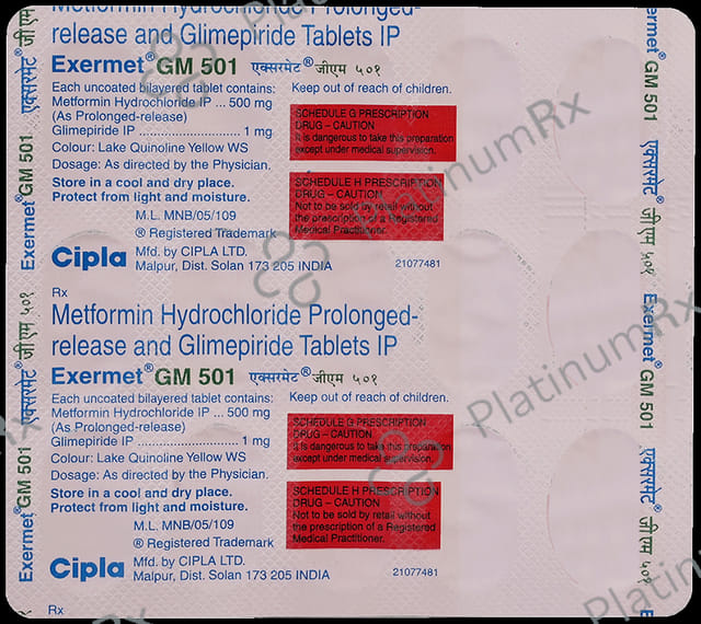 Exermet GM 1/500mg Tablet PR 15s