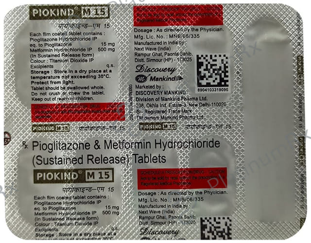 Piokind M 15/500mg Tablet 10s