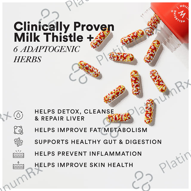 Wellbeing Nutrition Slow Liver Detox Supplement Clinically Proven Milk Thistle, Berberry + 6 Organic Herbs Capsule