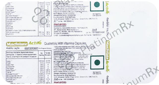 Macfolate Active 1500mcg/0.5mg/1000mcg Capsule 10s