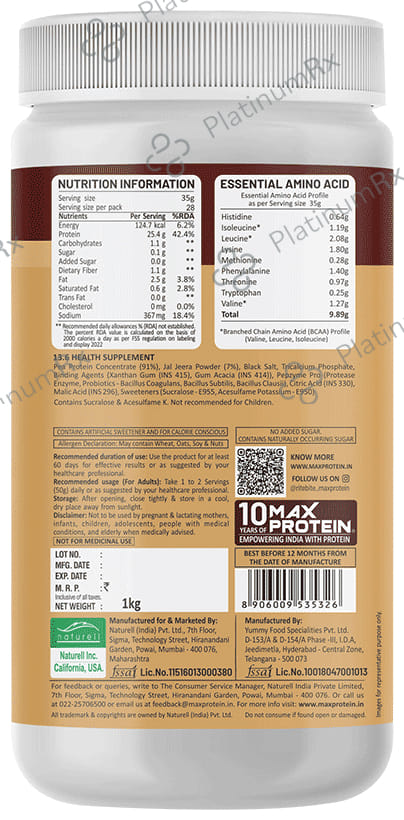 Ritebite Max Protein Plant Powder Jeera Masala 1 kg