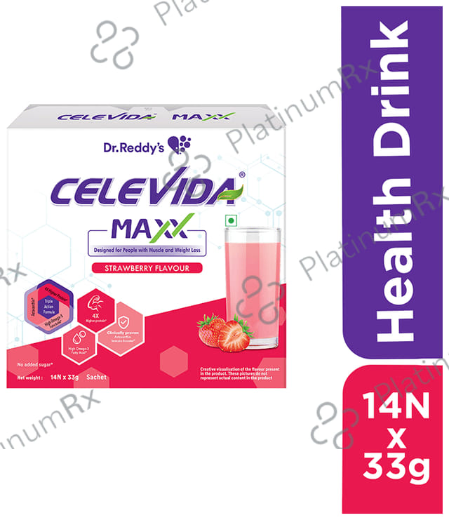 Dr Reddy's Celevida Maxx Sachet for Muscles & Weight Loss - Flavour Strawberry