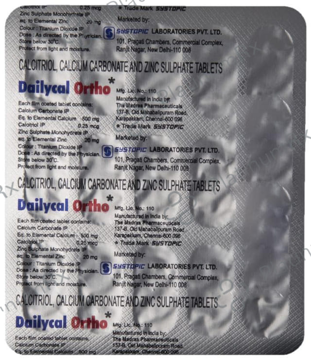 Dailycal Ortho 500/250IU Tablet 15S
