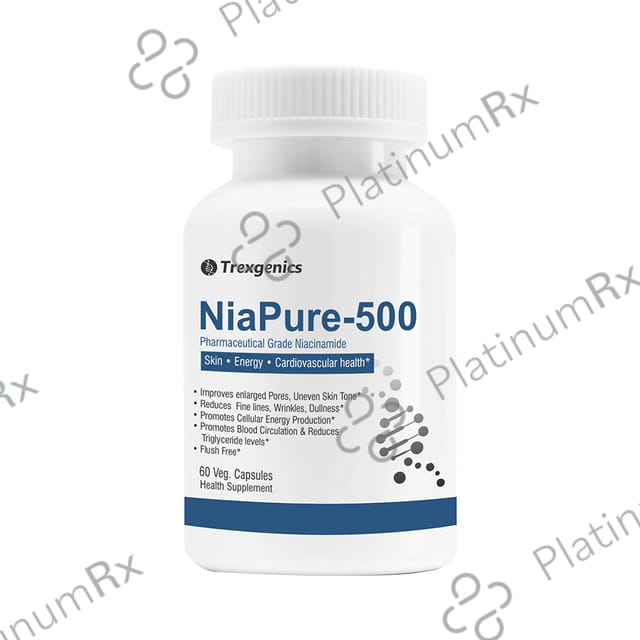 Trexgenics NiaPure with Niacinamide 500mg - Veg Capsule for Skin, Energy & Heart Health