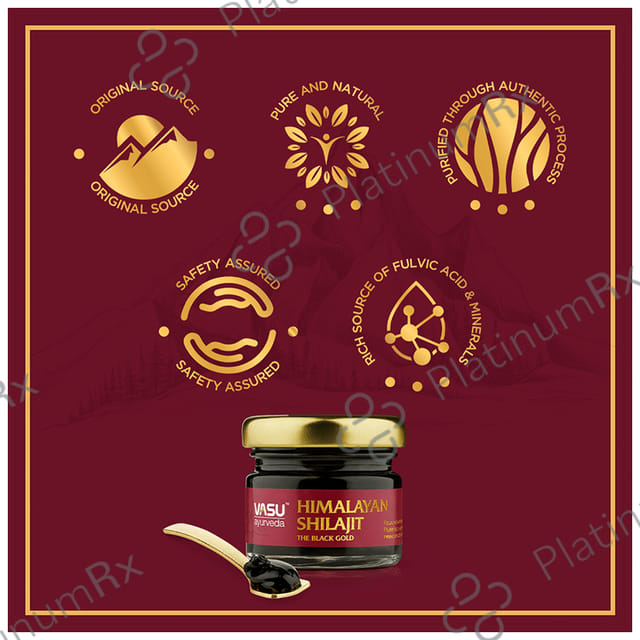 Vasu Ayurveda Himalayan Shilajit The Black Gold with Pure Honey 30gm Free 20gm