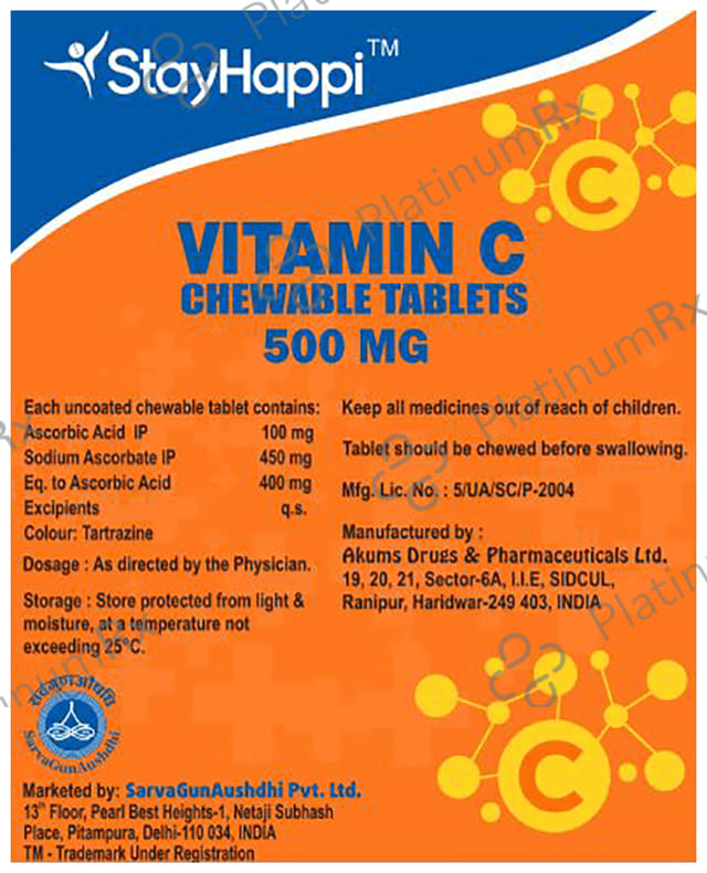 StayHappi 500mg Vitamin C Chewable Tablet 15s
