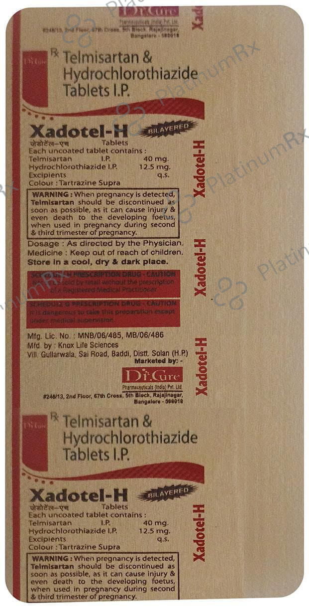 Xadotel H 40/12.5mg Tablet 10s