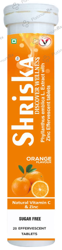 Shriska Vitamin C & Zinc Effervescent Tablet Sugar Free Orange