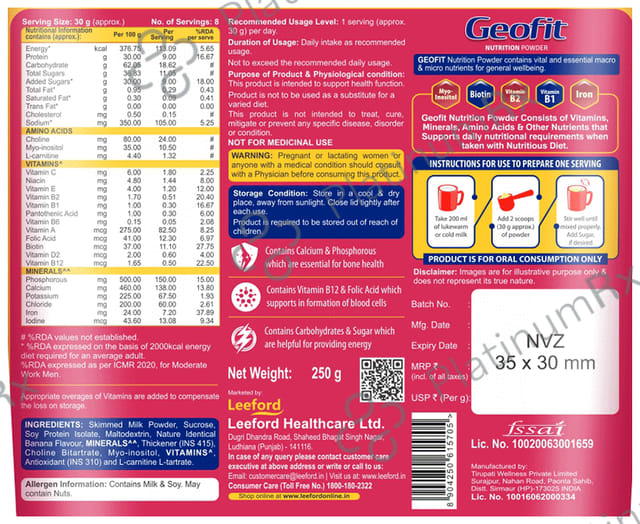 Geofit Nutrition Protein Powder with Vitamins & Minerals Banana