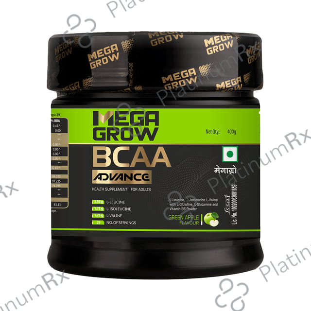 Megagrow BCAA Advance Supplement Powder for Fast Recovery & Muscle Growth Green Apple