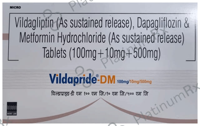 Vildapride DM 10/500/100mg Tablet 10s