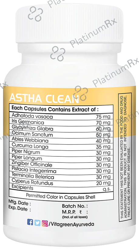 Vitagreen Astha Clean 500mg Capsule