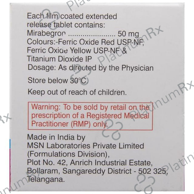 Mirbeg 50mg Tablet ER 10s
