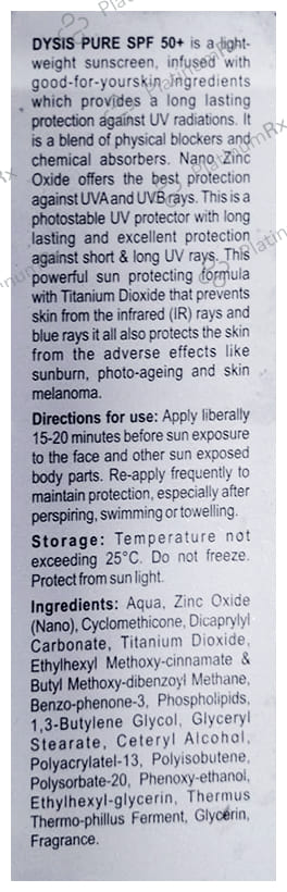Dysis Pure SPF 50+ Cream 60gm
