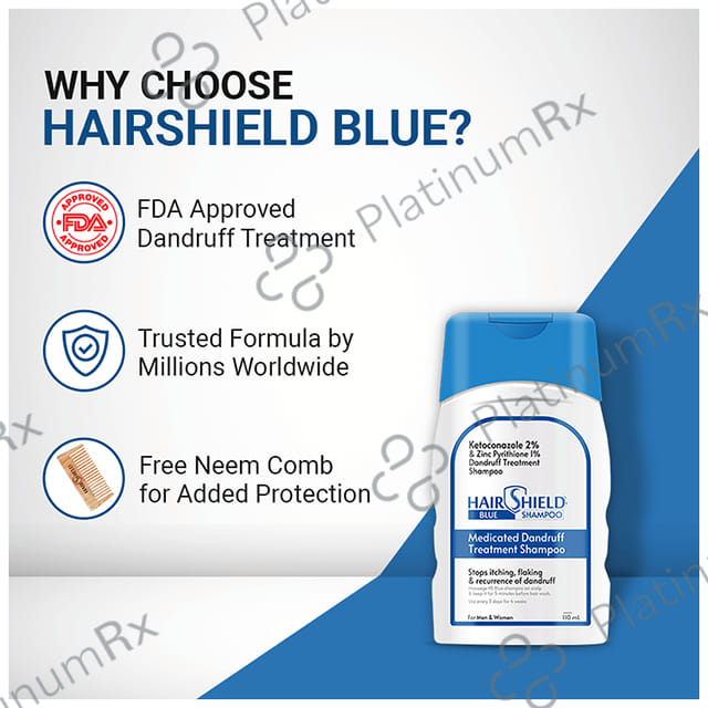Hairshield Blue Shampoo With Neem Comb 110ml