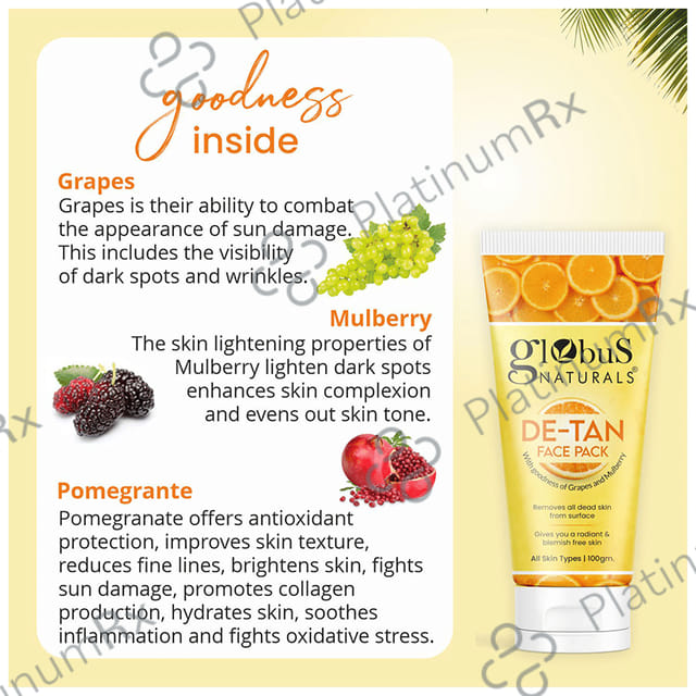 Globus Naturals De-Tan Face Pack(100gm Each) 5 Tubes