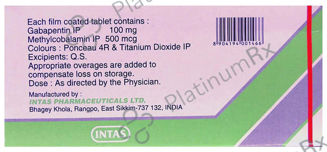 Gabapin ME 100mg/500mcg Tablet 15s