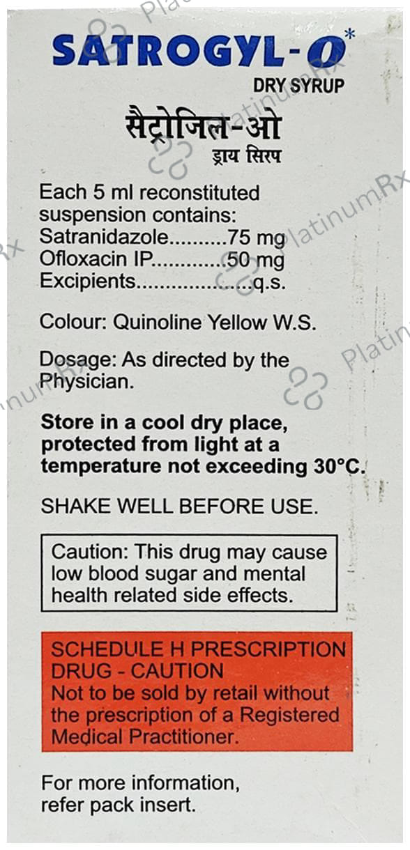 Satrogyl O 50/75mg Dry Syrup 60ml
