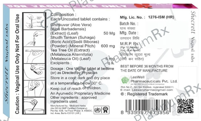 Shecrett Vaginal Boric Acid Suppositories for Yeast & Bacterial Infections, Discharge, Itching, Burning Aid