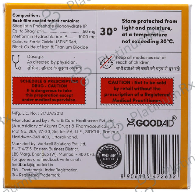 Sitagliaid M 1000 Tablet