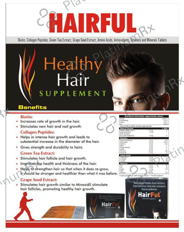 HairFul Tablet for Women & Men Hair Care (10 Each) 6 Strip