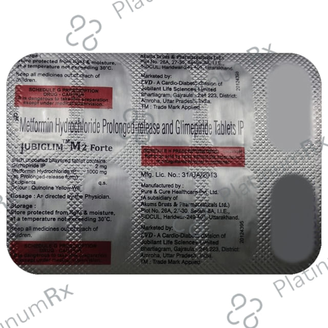 Jubiglim M 2 Forte Tablet PR 10 Tablet PR