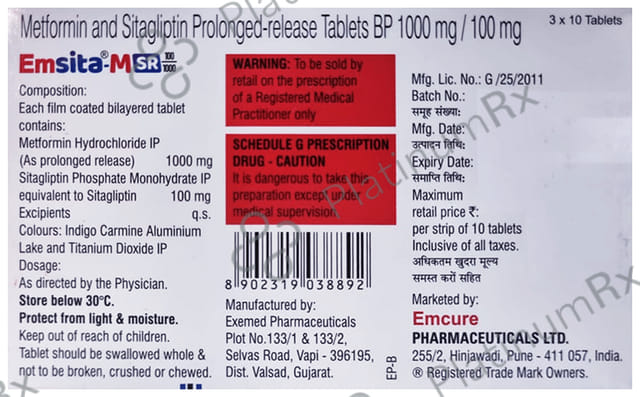Emsita M SR 100/1000mg Tablet 10s