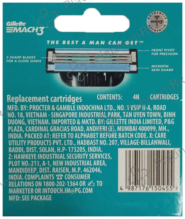 Gillette Mach 3 Shaving Razor Blades 4 units