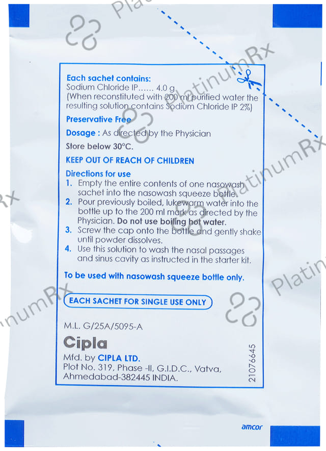 Nasowash 4gm Sachet Nasal Solution 7.8gm
