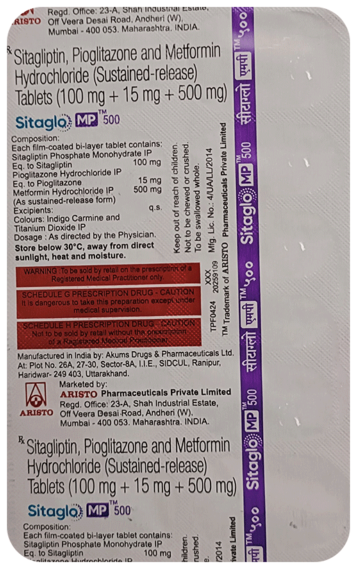 Sitaglo MP 15/100/500mg Tablet 10s