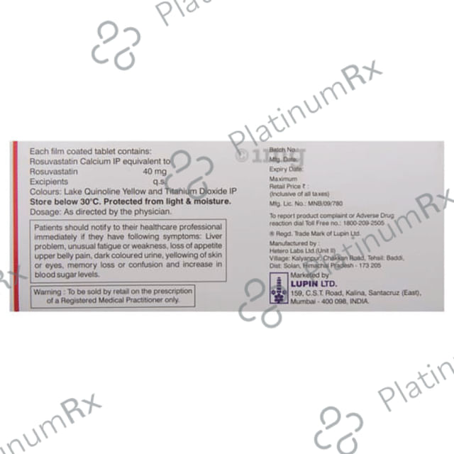 Novastat 40mg Tablet 15s