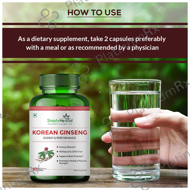 Simply Herbal Korean Ginseng Vegetarian Capsules