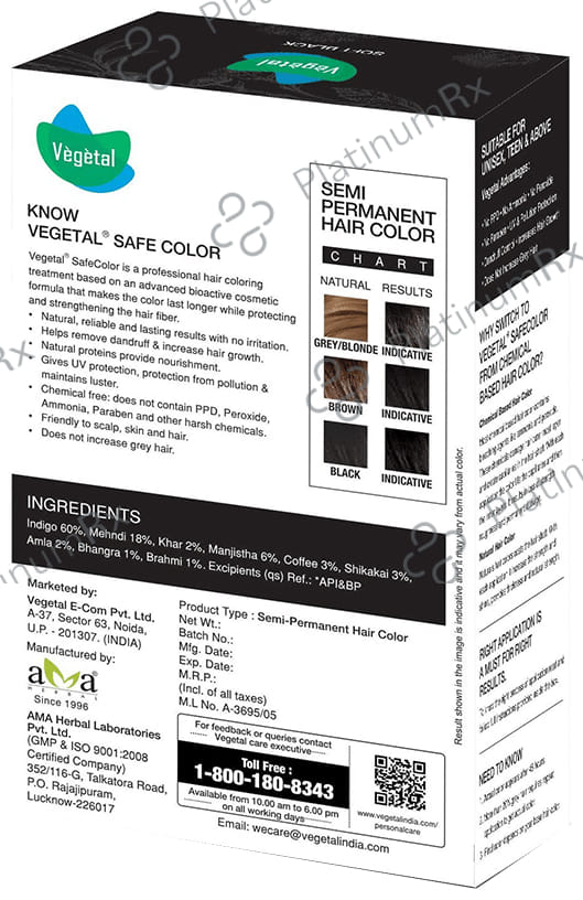 Vegetal Safe Color Sachet (50gm Each) Soft Black 2 Sachets