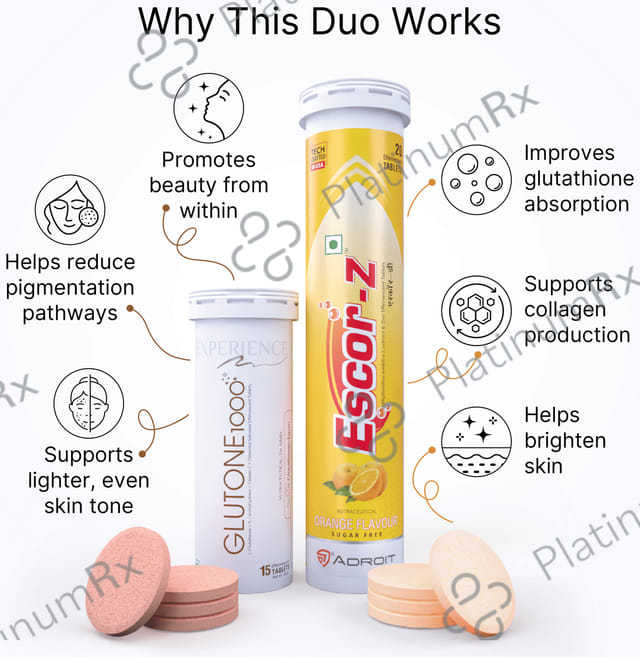 Glutone Glutone 1000 15(6)& Escor-Z 20(6) Effervescent Tablet Orange