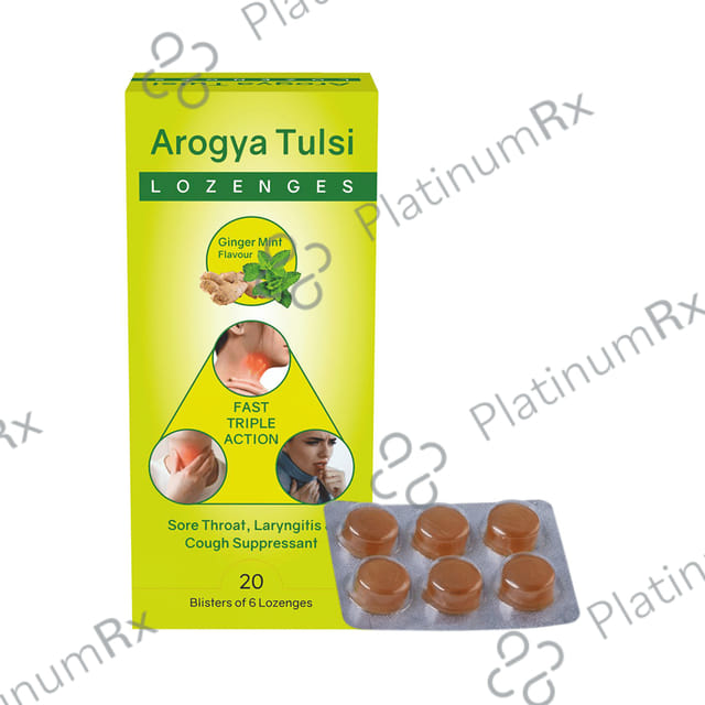 Arogya Tulsi Lozenges (6 Each) Ginger Mint 20 strips