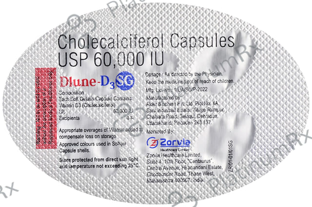 Dlune D3 SG 60000IU Capsule 4s