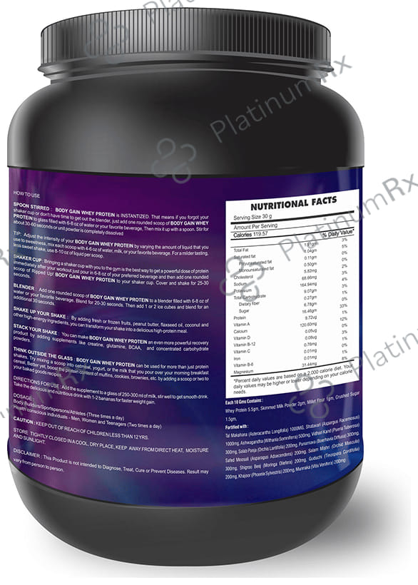Nutriley Body Gain Whey Protein Banana Powder 1000 gm