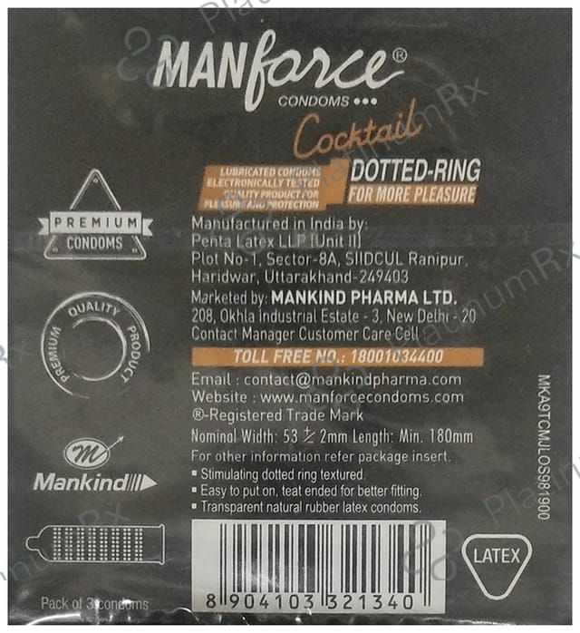 Manforce Dotted Ring Cocktail Chocolate & Hazelnut Flavour Condom 3s