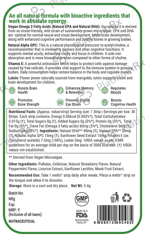 Wellbeing Nutrition Marvel Melts Into Mighty Omega Oral Thin Strip Age 6+ Strawberry Mint