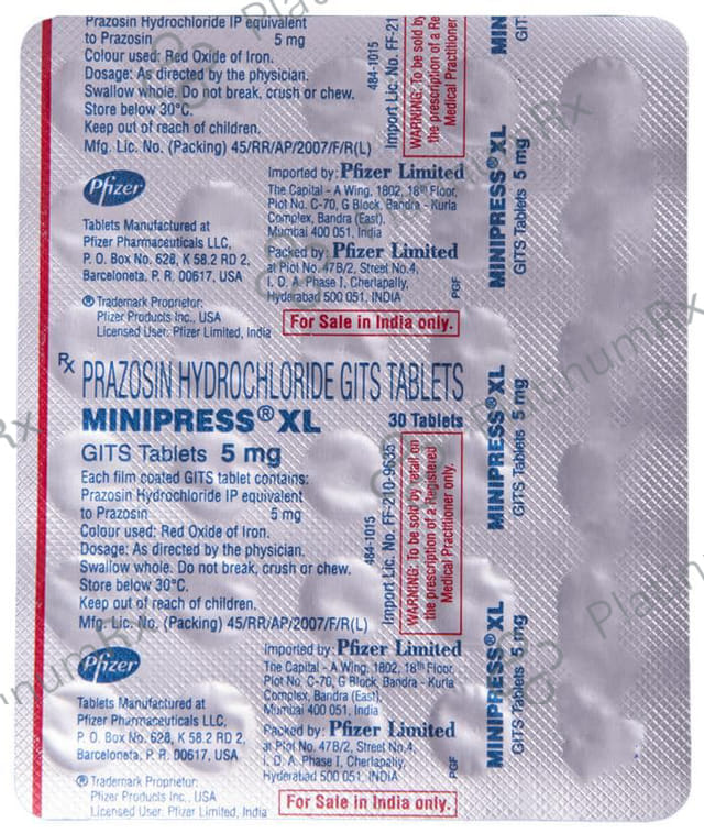 Minipress XL 5mg Tablet 30s