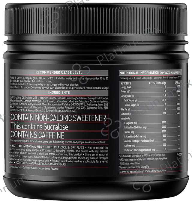 MuscleBlaze Fruit Splash - Pre Workout Ripped - With Arginine, Citrulline & Creatinine-Tartrate