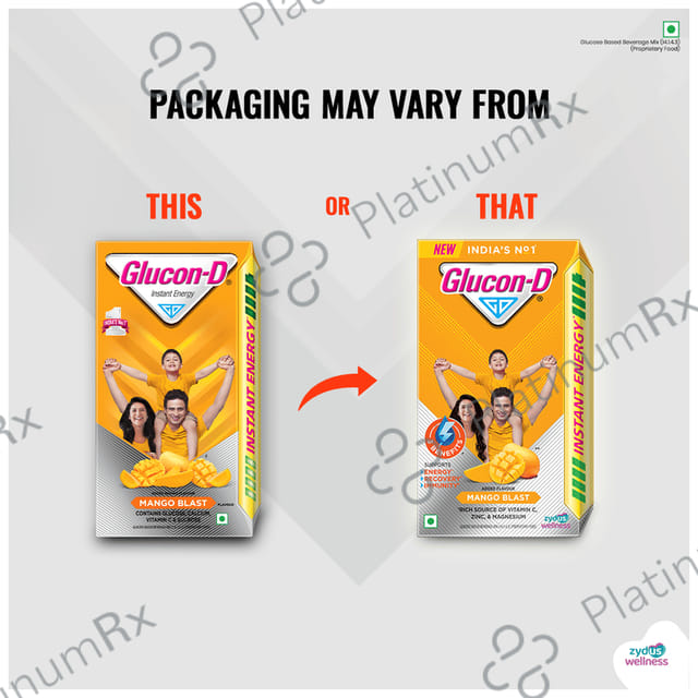 Glucon D with Glucose, Calcium, Vitamin C & Sucrose Flavour Mango Burst with Tiffin Box Free Powder 450gm