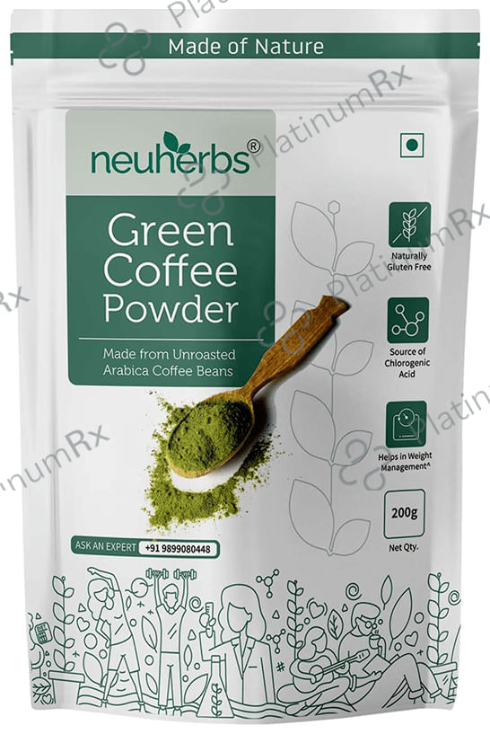 Neuherbs Unroasted Arabica Green Coffee for Weight Management - Gluten Free Organic Powder 200 gm