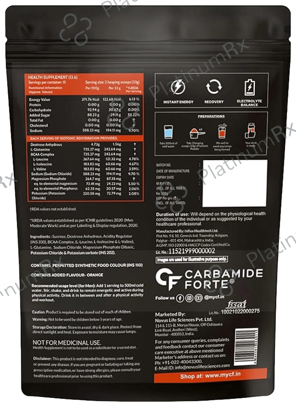 Carbamide Forte Isotonic Re-Hydration Instant Energy Formula Powder Orange