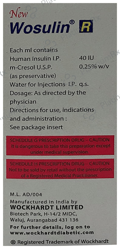 Wosulin R (40 IU/ml) Vial 1X15ml
